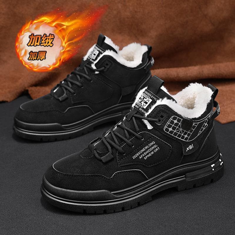 Autumn and Winter 2024 New Fleece-Lined Thickened Casual Versatile Work Shoes Fashion Trendy Martin Boots Warm Snow Boots