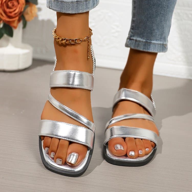 Flat Sandals for Women 2024 Spring New Arrival Export Plus Size Beach Fashion Roman Sandals Solid Color Comfortable Women's Shoes