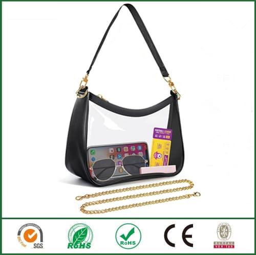 Stadium Approved Clear Bag Multifunctional Plaid Crossbody Bag for Women Concert Shoulder Bag with Handle Thickened PVC Bag