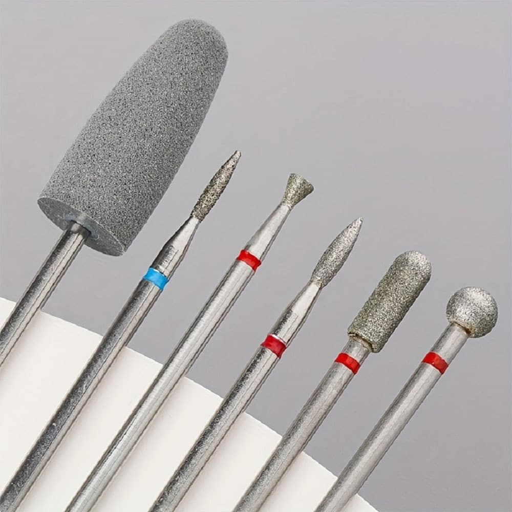 Diamond Silicone 6-Piece Nail Drill Bit Set, Polishing and Cuticle Prep Manicure Tool Drill Bits