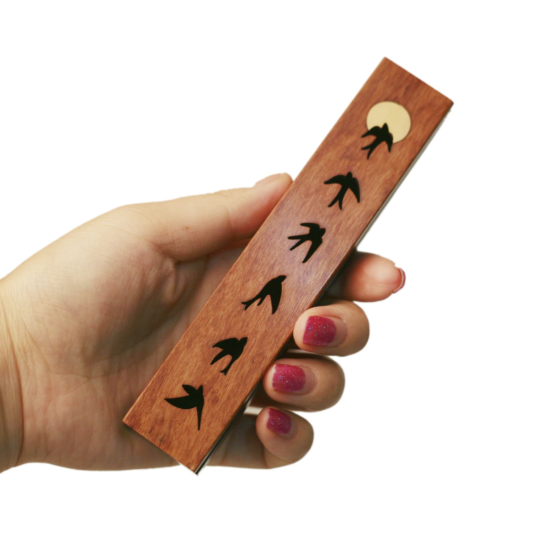 Solid Wood Incense Burner Box for Agarwood and Sandalwood Stick Incense, Portable Cloth Bag Set, Incense Tube, Small Incense Burner, Purple Sandalwood Auspicious Cloud