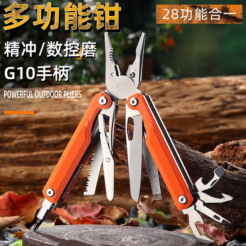 New Outdoor G10 Handle Multi-Function Precision Pliers Folding Knife Pliers Outdoor Multi-Tool Combination Knife Scissors Tool