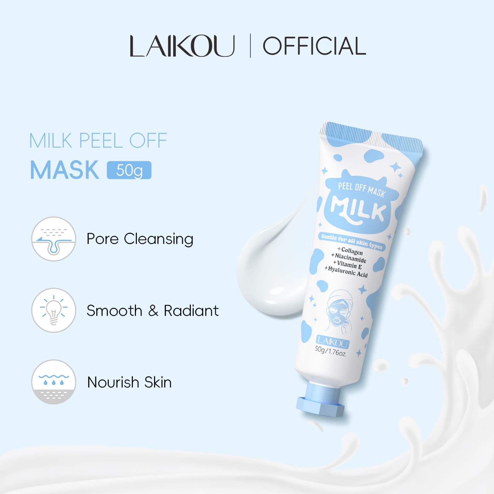 Cross-Border Laiko Milk Peel-Off Mask English Export Mask Cleansing and Moisturizing Facemask Manufacturer Ready Stock