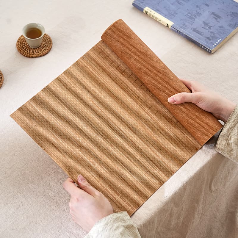 Bamboo-woven incense mat set for beginners, including seal tools and accessories for separated burning and tea ceremony table flag.