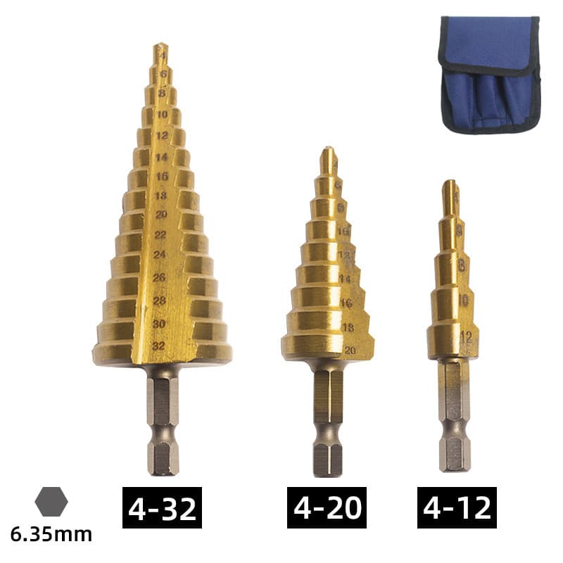 WM Hexagonal Handle Straight Groove Pagoda Drill Triangular Handle Spiral Step Drill Iron Aluminum Plate Wood Plastic Hole Reamer
