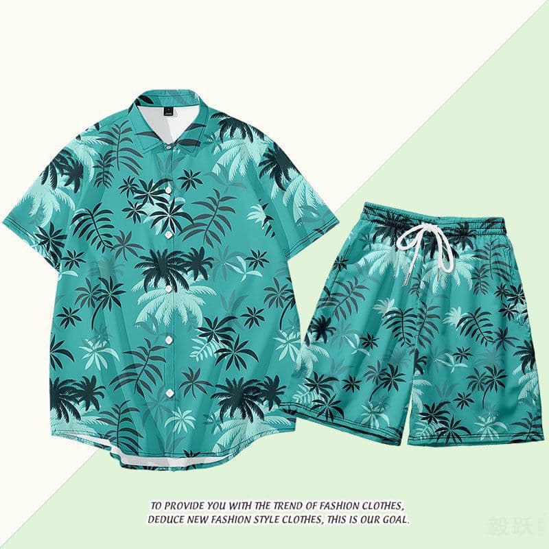 Cross-border EU/US Temu Summer GTA Tom Same Style Shirt Beach Vacation Short Sleeve Set Men's 3D Print Shorts