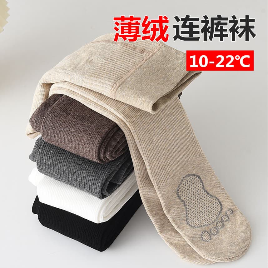Autumn and winter thin vertical striped thin velvet thickened children's pantyhose girls' brushed feet with graphene soles