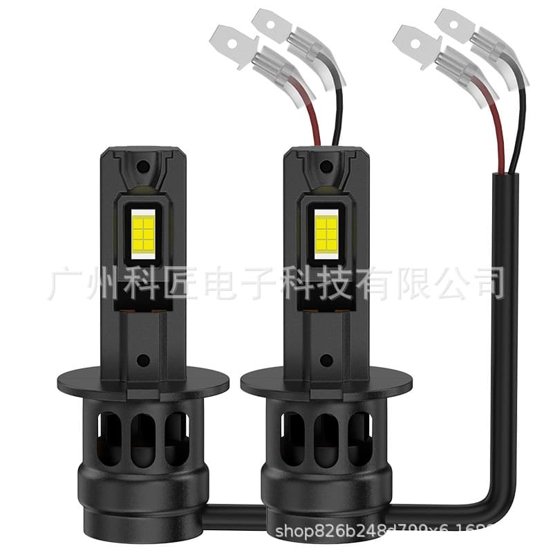 Cross-Border Direct Plug-In 12-24V Wide Voltage Car and Truck Universal LED Direct Plug-In Fan Headlight Fog Light H3 1:1 Black Aluminum