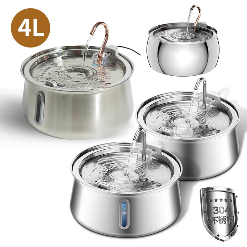 Amazon Hot Pet Water Dispenser 4L Large Capacity Faucet Stainless Steel Water Dispenser New Cat Water Dispenser