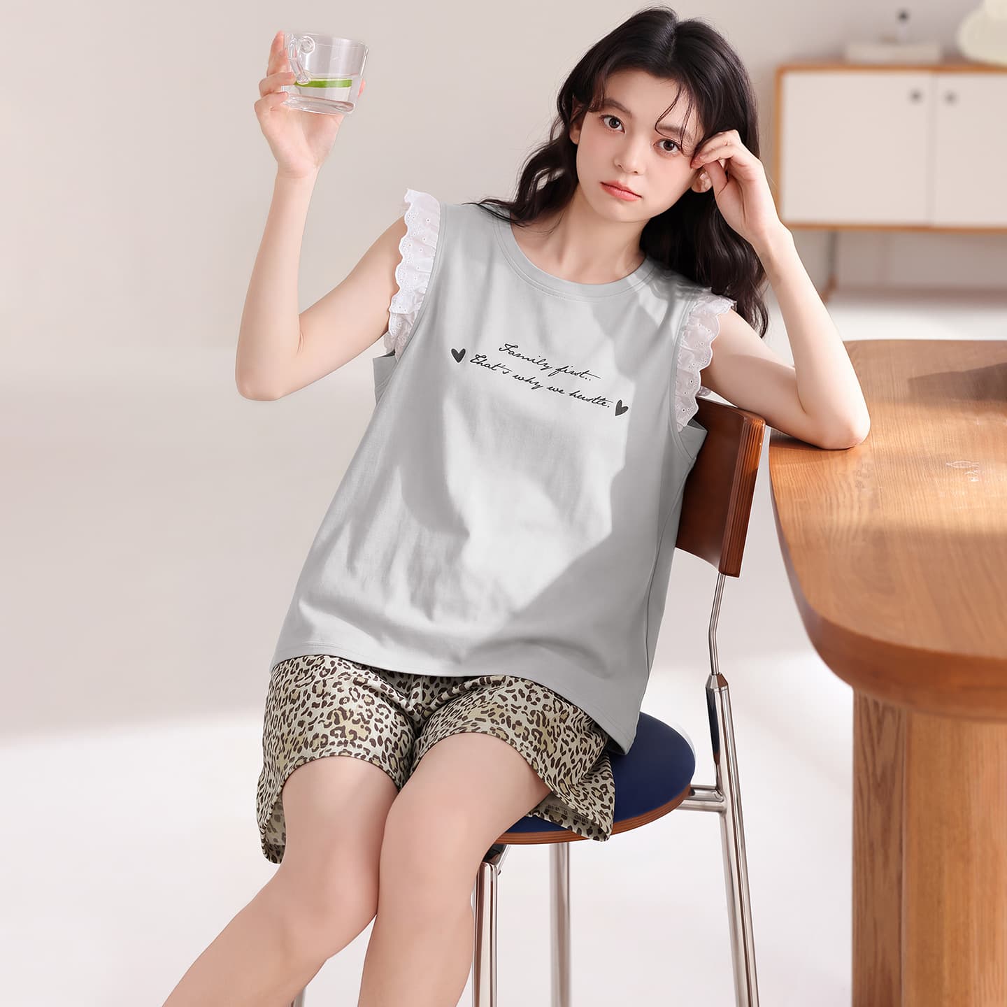 100% cotton vest pajamas for women summer casual fashion sleeveless shorts student home clothes set can be worn outside