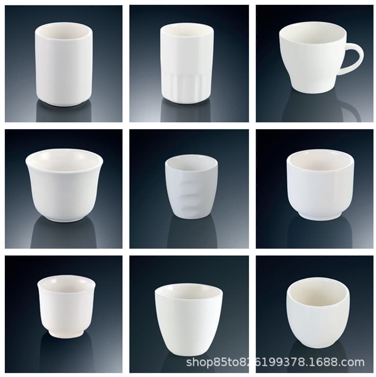 Pure white ceramic cup hotel table morning tea house cup restaurant hotel water cup mouth cup catering tea cup wholesale