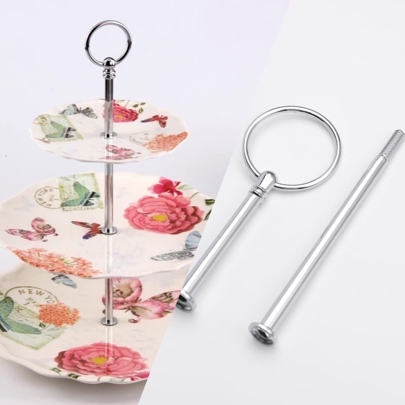 Candy Tray Double-Layer Fruit Stand Living Room Coffee Table Snack Display Afternoon Tea Dessert Plate Metal Support Rod