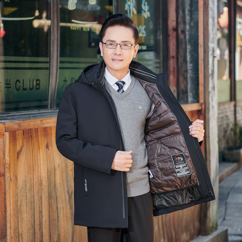 1106A Goose Down Detachable Inner Lining Winter Parka for Dad [Price Control 389]