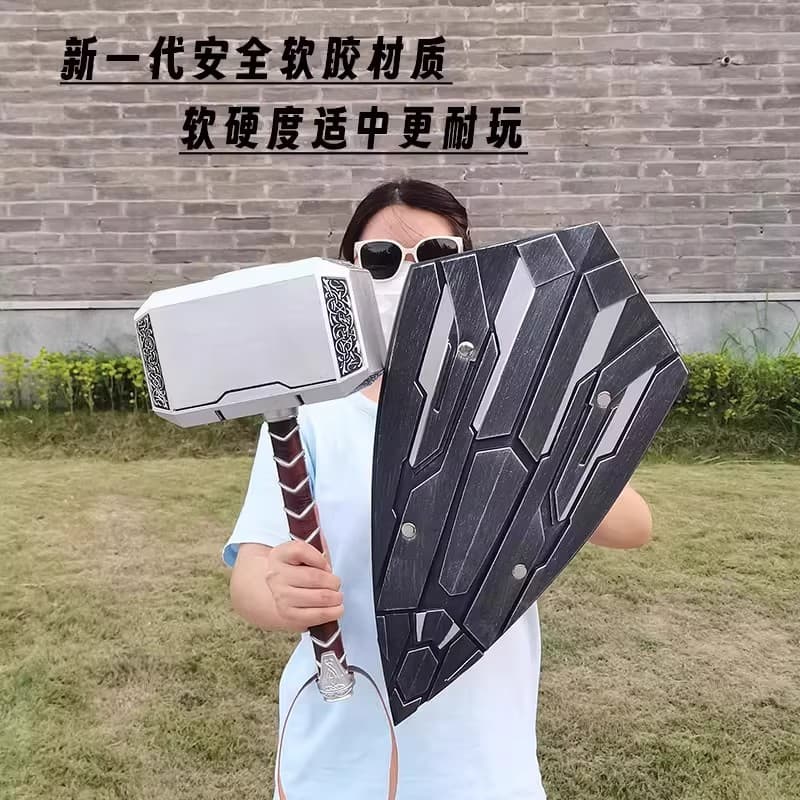 Marvel Weapon Thor Hammer and Thor Axe 1:1 Replica Cosplay Prop Decorative Ornament Children's Toy