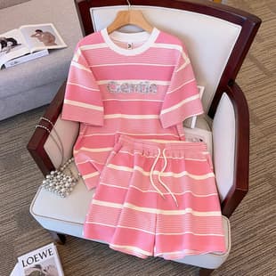 Plus Size Women's Summer Short Sleeve + Shorts Two-Piece Set Casual Sportswear Complete Fashion Outfit