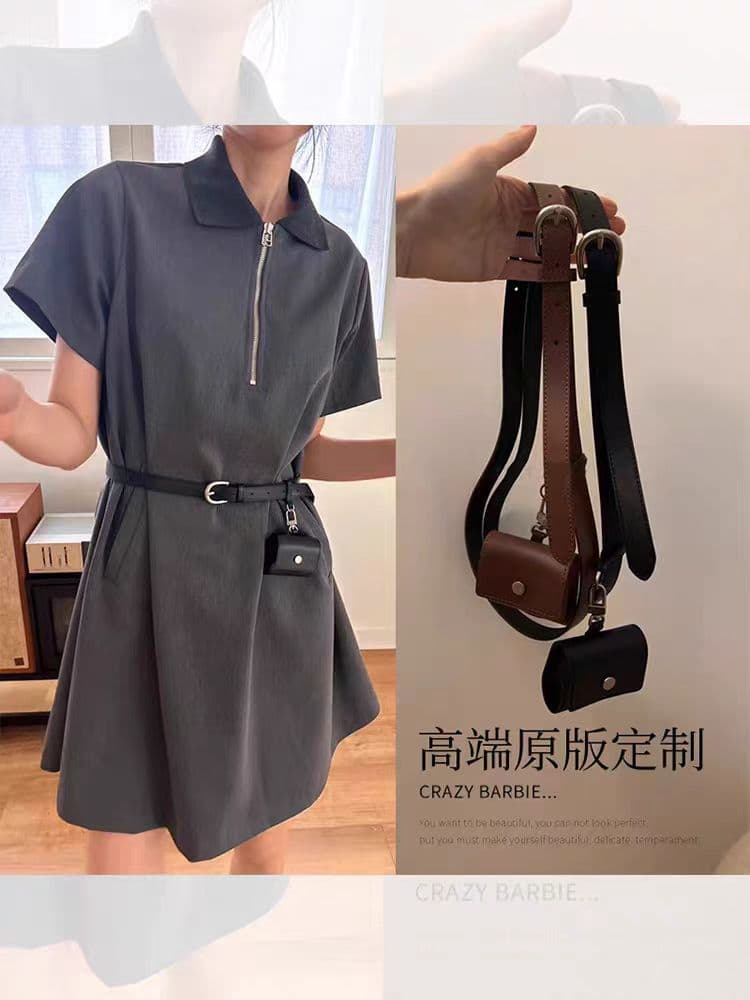 Korean style leather integrated belt small waist bag Korean style simple matching waist chain 2025 spring and summer new style for women