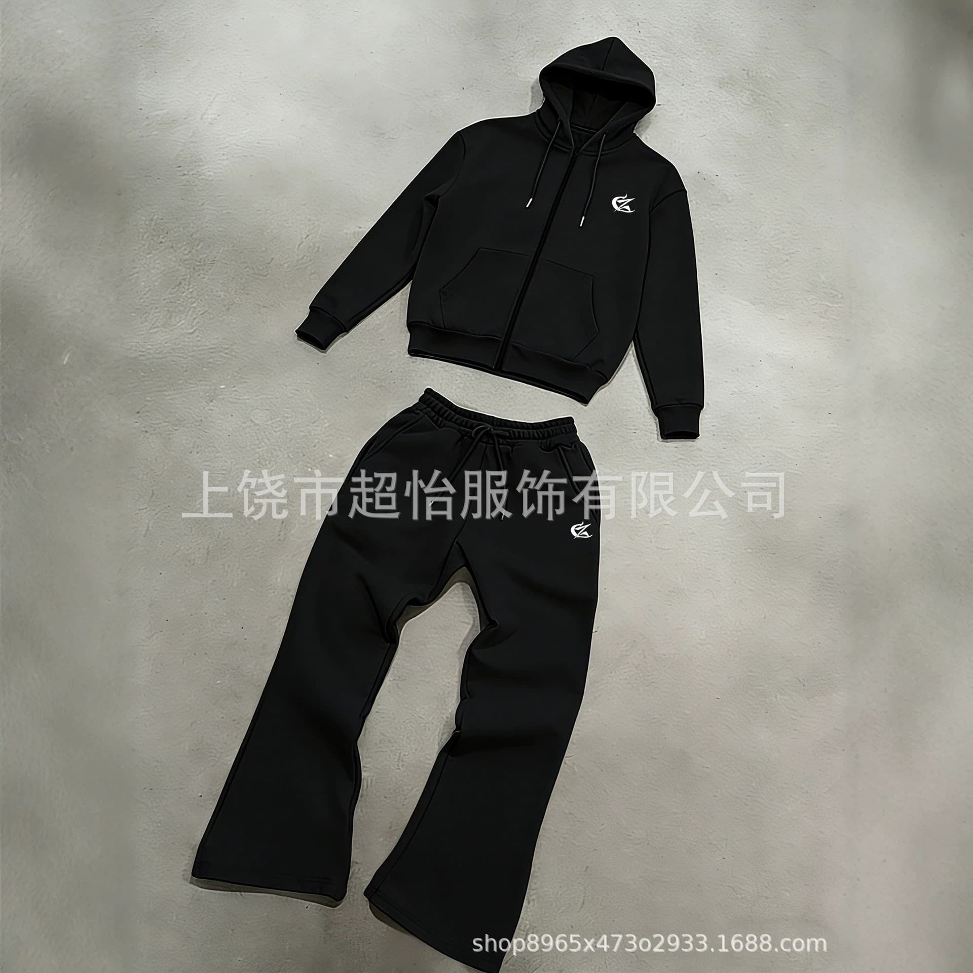 2026 Cross-border European and American Autumn Sports Casual Fashion Men's Hooded Printed Zip-Up Cardigan and Straight-Leg Long Pants Set