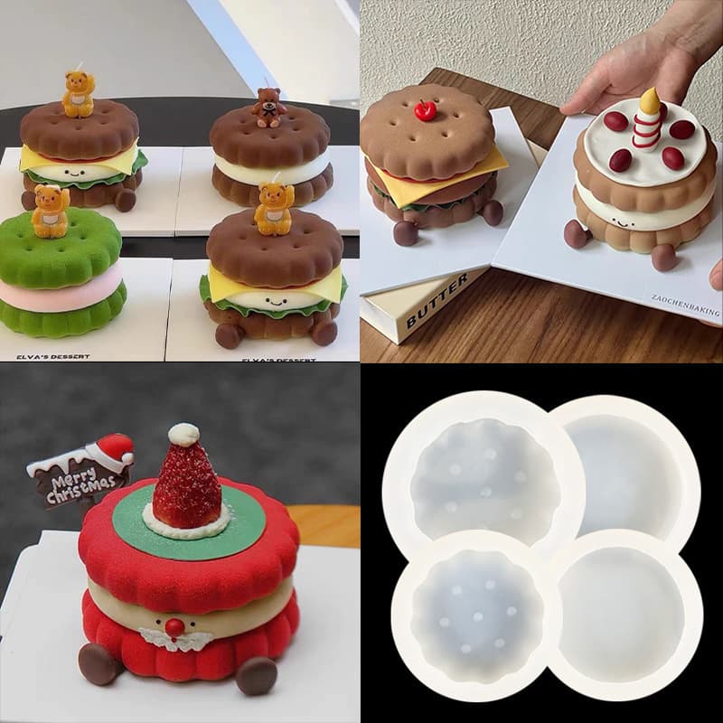 Emoji Trendy Mousse Cake Mold 3 Inch 4 Inch 6 Inch Chocolate Filling Small Round Cookie Baking Silicone Mold