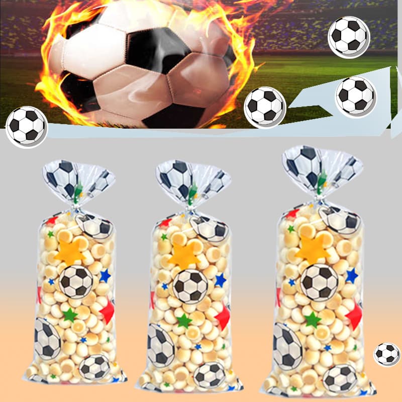 Colorful White Football Stereo Opp Flat Flap Pocket Pants Candy Bag Transparent Cellophane Packaging Bag Gift Bag Wholesale