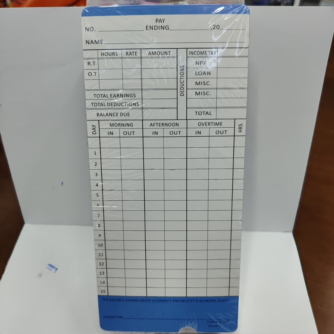 Cross-border Amazon time card English microcomputer timecard, foreign trade work punch machine white card attendance paper