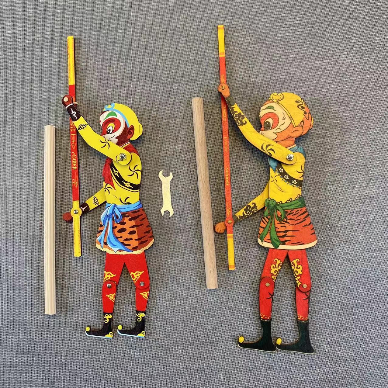Journey to the West Shadow Puppet with Rod, Chinese Characteristic Craft Performance Prop Featuring Sun Wukong, Zhu Bajie, Nezha Toys