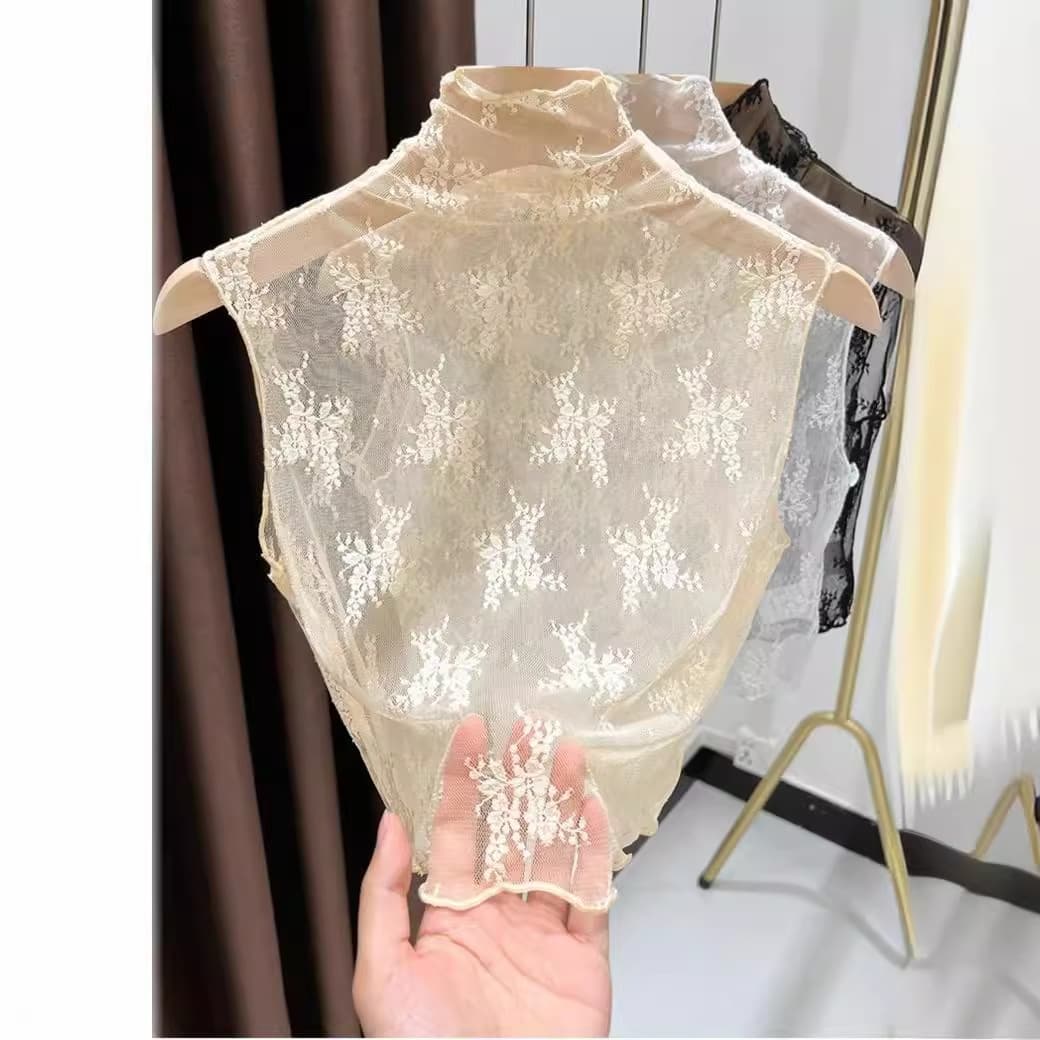 Lace Detachable Collar Versatile Autumn/Winter New Style Ruffle Semi-Collar Base Layer Short Sleeveless Camisole Inner Lace Shirt