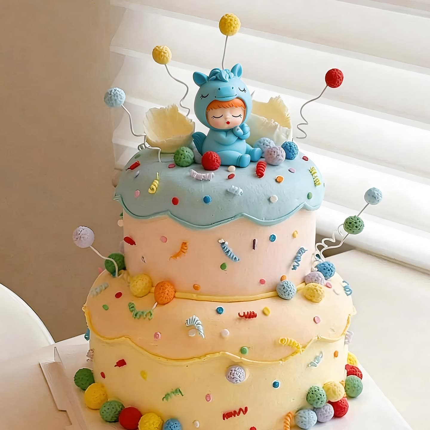 Cartoon cute zodiac horse baby boy and girl one year full moon and 100 days birthday cake dessert table decoration ornaments