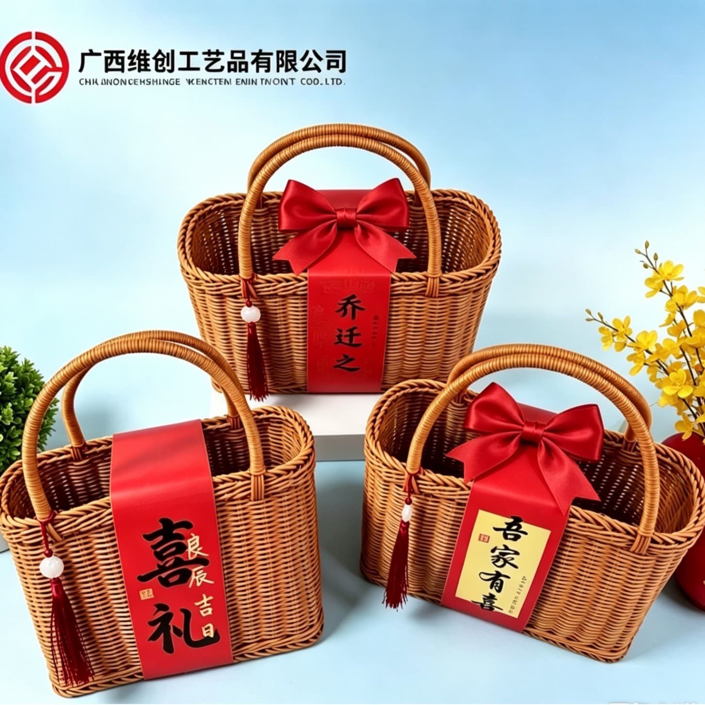 Birthday Gift Box Bridesmaid Woven Rattan Gift Basket Chinese Style Festival Gift Box National Trend New Year Goods