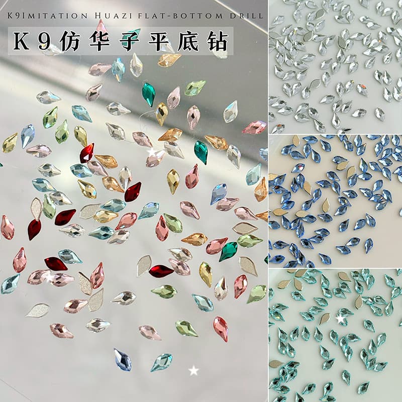 Maple Leaf Butterfly Nail Rhinestone Viral Super Sparkle Love Heart Maple Leaf Rhinestone Side-Set Diamond Love Heart Diamond Almond Nail Rhinestone