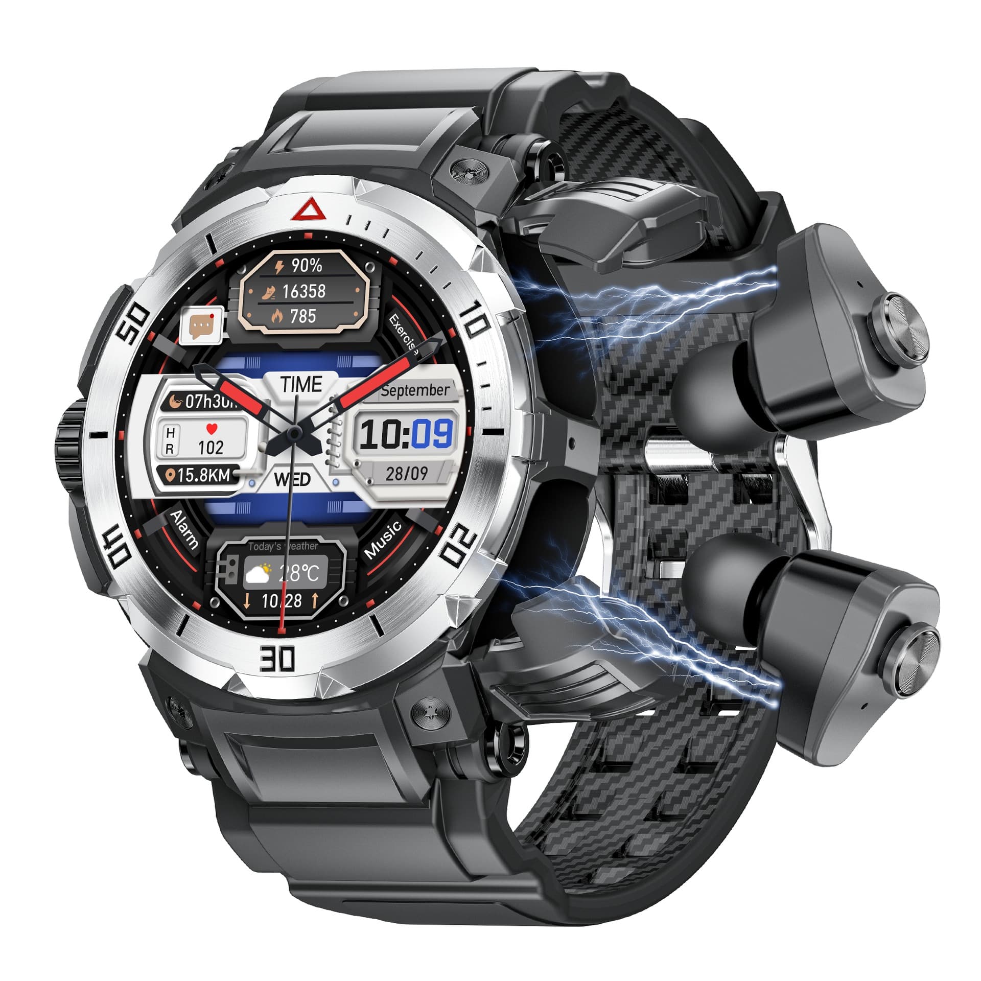 Cross-border Hot-selling Outdoor Sports 1.46 IPS Screen GT100Pro 2-in-1 Smart Watch TWS Bluetooth Earphones