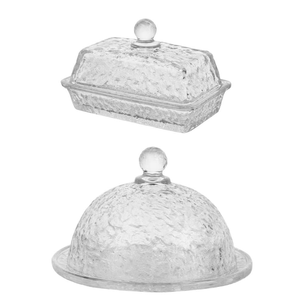 Ins glacier pattern round butter plate with dust cover, food cake dome, dessert preservation lid, food glass cover