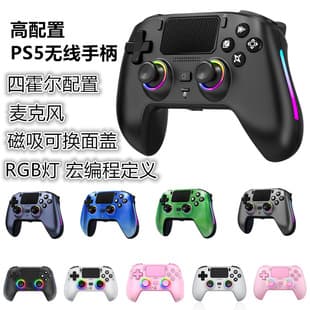 New PS5 Private Mold Game Controller, PS5 Bluetooth Gamepad with RGB Light, Macro Programming, Magnetic Faceplate, and Microphone