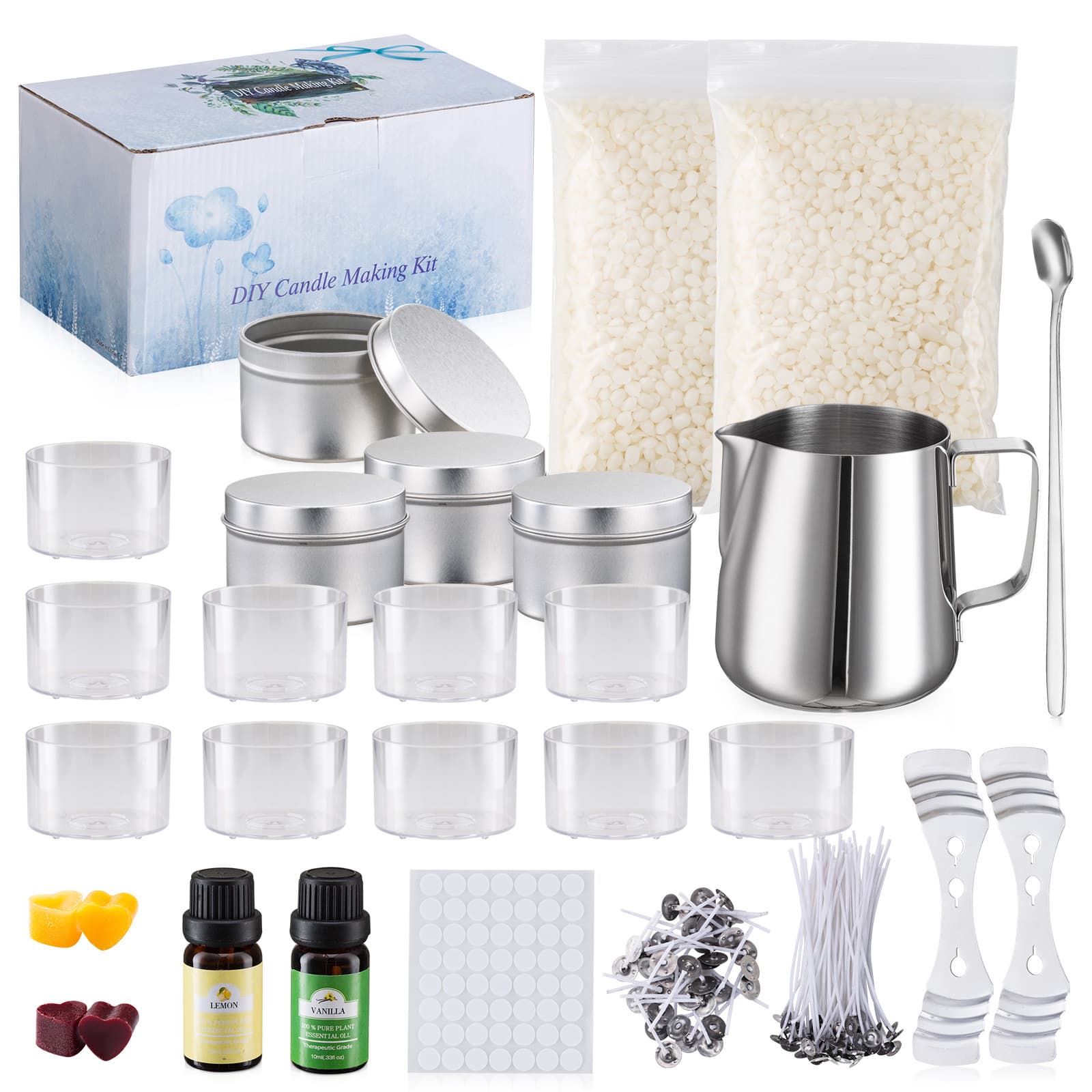 Cross-border Hot Selling Handmade DIY Aromatherapy Candle Materials Tools Set with Soy Wax, Wax Melting Cup, and Cotton Wick