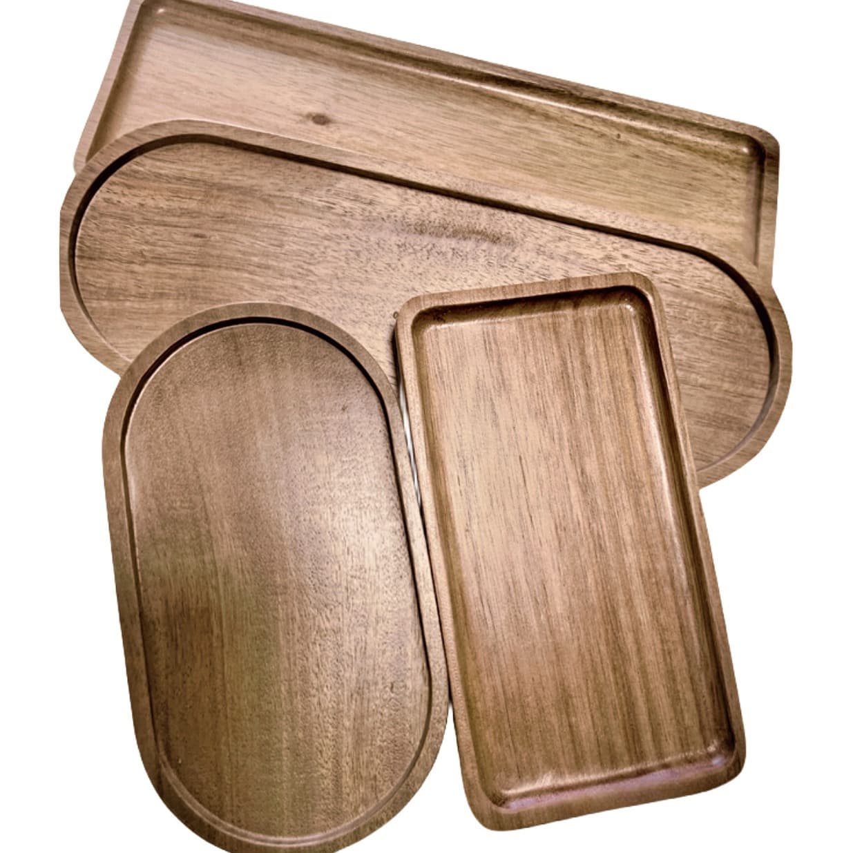 Wooden Tray, Acacia Oval Tea Tray, Snack Plate for Dried Fruits, Fruit and Steak Serving Platter