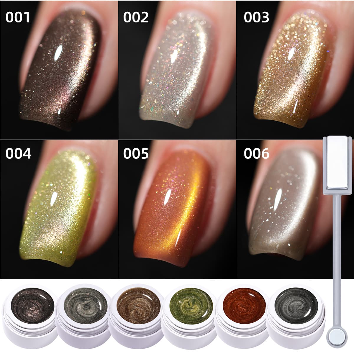 Autumn Collection Cat Eye Amber Fall Glass Bead Cat Eye Marigold Glitter Cat Eye Nail Polish Gel