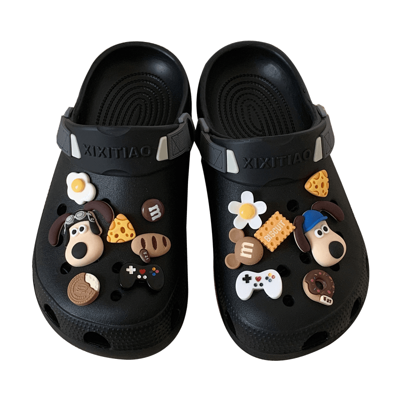 Fun and Cute DIY Clog Sandals for Men and Women, Summer Outdoor Student Ins Style Big Head Dog Sandals, Wholesale