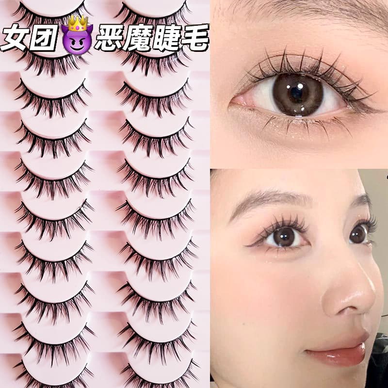 Girl Group Series Camera-Ready False Lashes, Full Strip Natural Small Demon Lashes Manga Style Thick Lashes