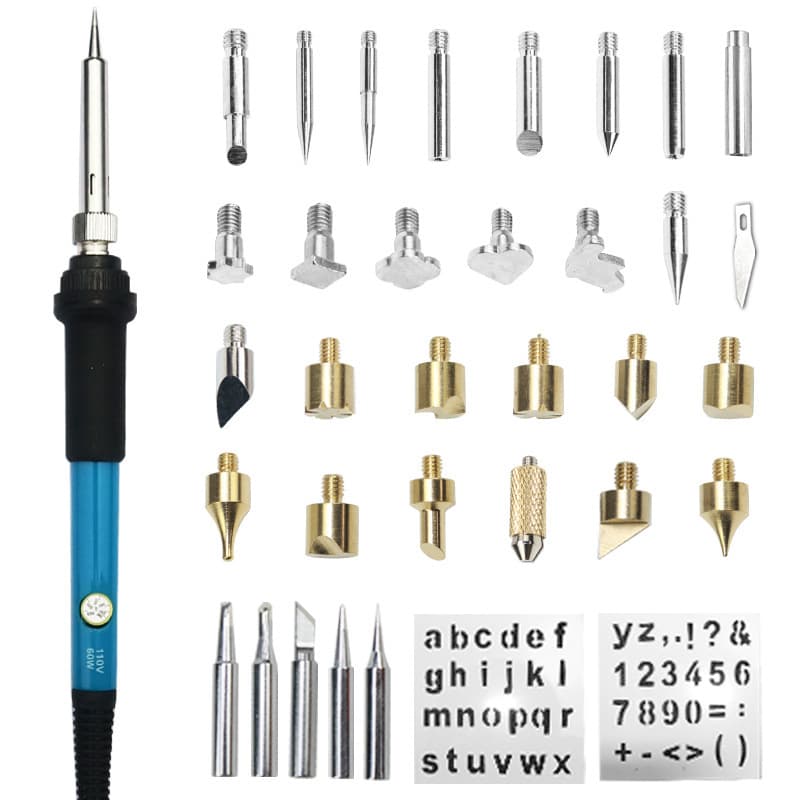 Cross-Border Factory Soldering Iron Kit 60W Adjustable Temperature Soldering Iron with Knob, Electric Soldering Pen, Pyrography Tool, Wood Burning