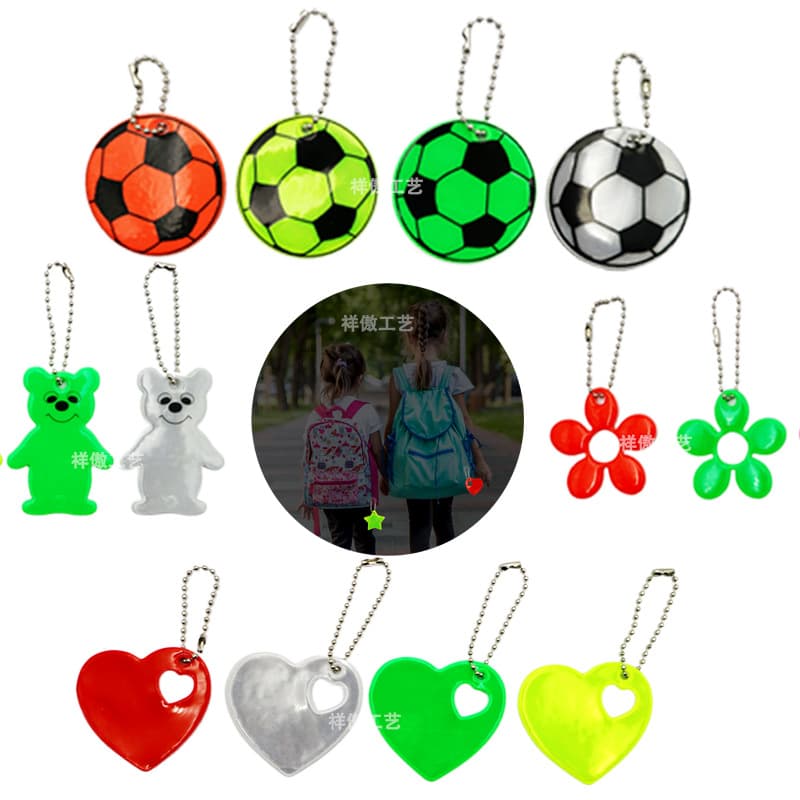 Cross-Border Reflective Charms, Children's Safety Cartoon Keychains in Star, Heart, Crown, and Animal Designs