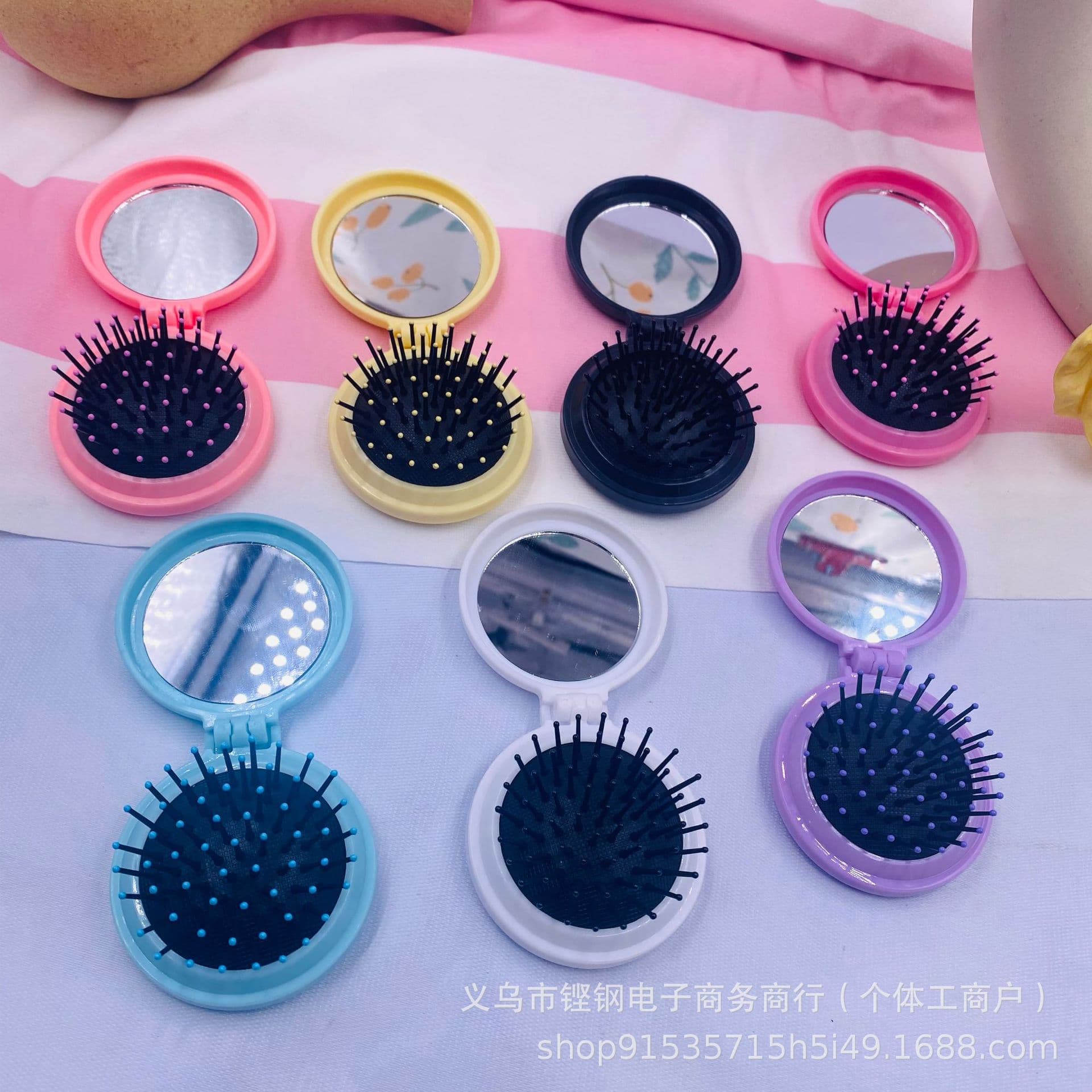 Portable Foldable Plastic Hair Comb Massage Mirror Comb Travel Companion Pure Color Airbag Comb Nordic Style Health Care Comb