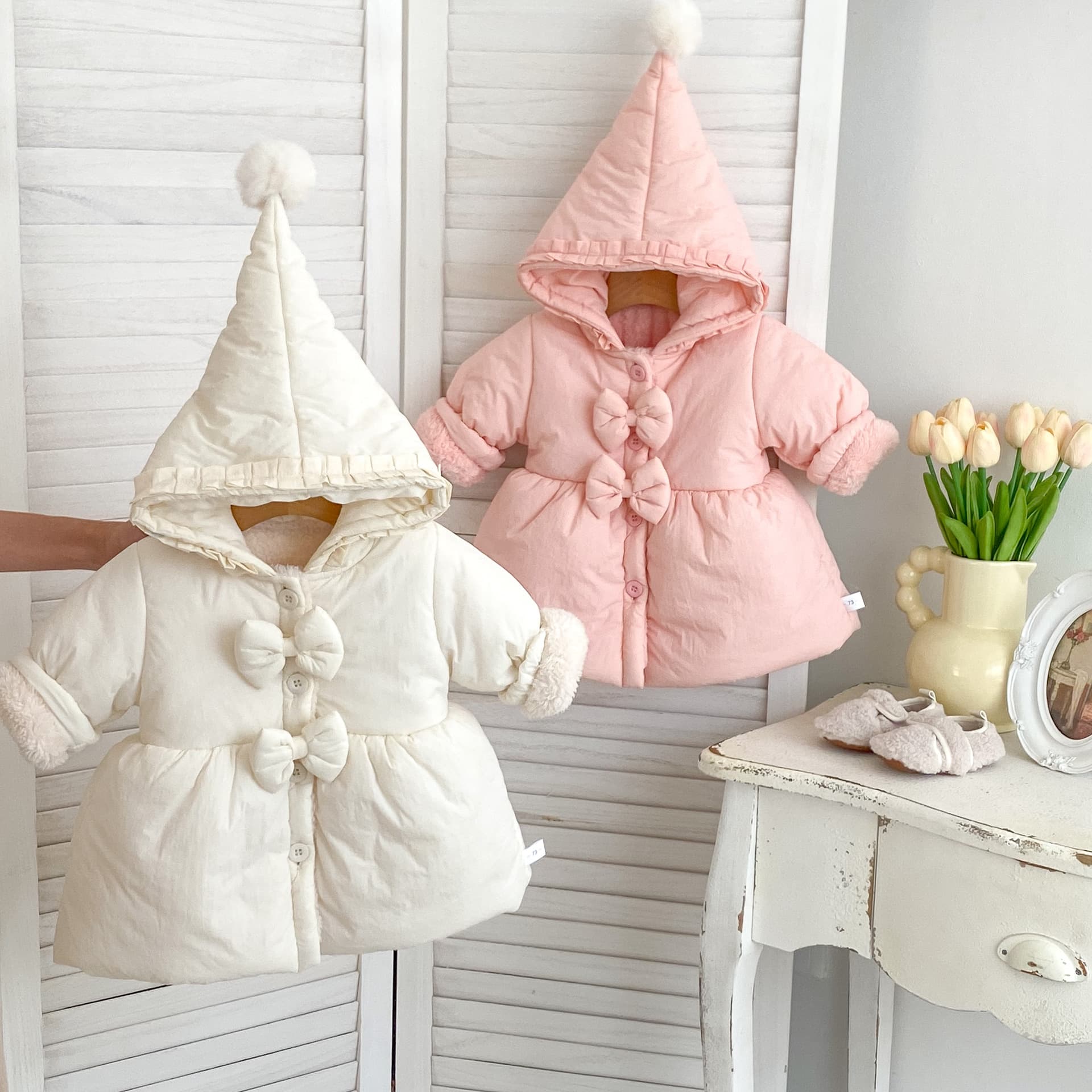 Korean-style Baby Cotton Coat Winter New Arrival Fleece-lined Quilted Warm Jacket for Girls Mid-length Hooded Warm Coat