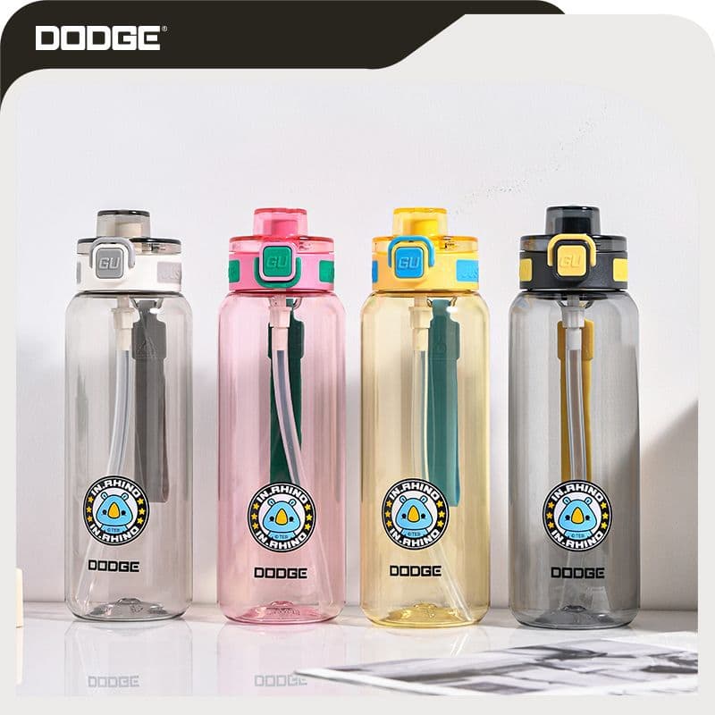 Dodge New Tritan Material Portable Cup, Unisex Handheld Water Bottle Gift with Straw, Plastic Water Cup