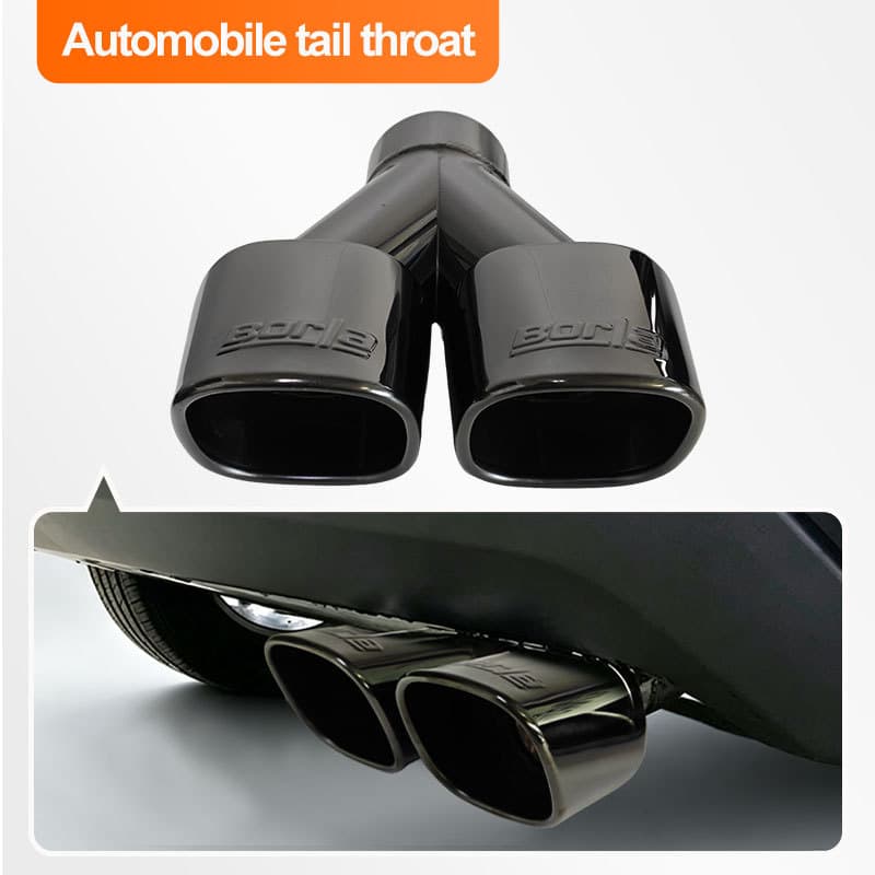 Stainless Steel Exhaust Pipe Tailpipe Modification Universal Straight Exhaust Bright Black Dual Outlet Tail Tip Car Exhaust Pipe Decorative Accessories