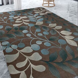 Leaf Rug Large Area Modern Light Luxury Coffee Table Style Anti-Slip Floor Mat for Living Room, Bedroom, and Bedside