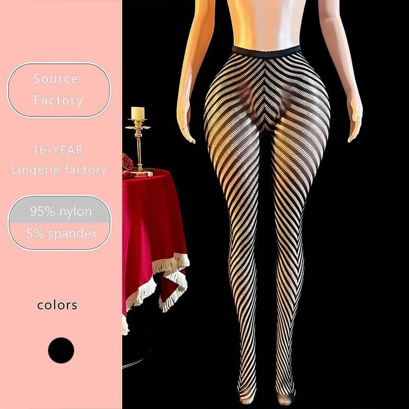 Yuedie Sexy Fishnet Stockings Factory Wholesale Europe America Cross-border Striped Pantyhose Jacquard Tights Women Love Sexy WK105