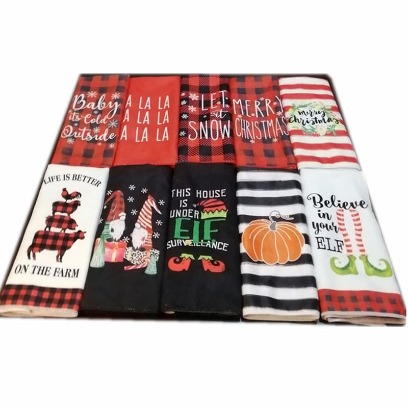 Amazon microfiber Christmas tea towels, Valentine's Day towels 45x70, festive check digital printing tea towels, customizable