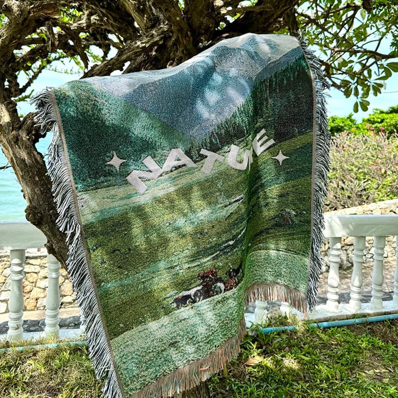 Cross-border Tapestry Mountain Landscape Blanket Picnic Sofa Cover Throw Blanket Jacquard Woven Blanket Thread Blanket