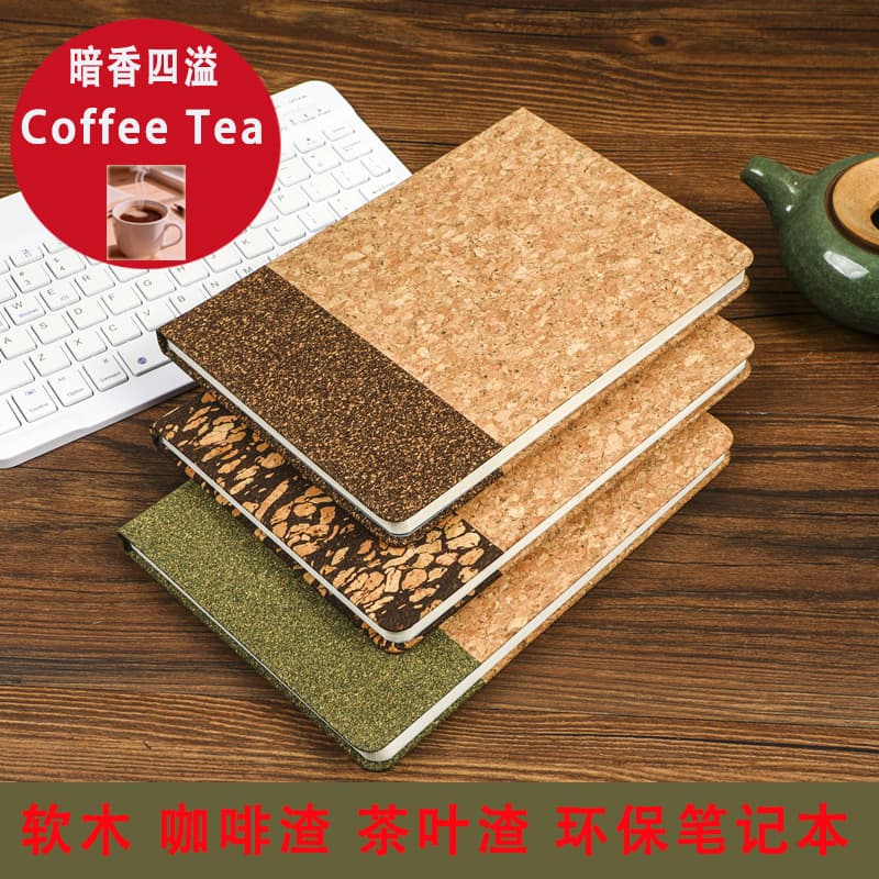Eco-Friendly Gift Business Office Coffee Ground Notebook Green Tea Memo Pad A5 Gift Set Custom Recycled FSC