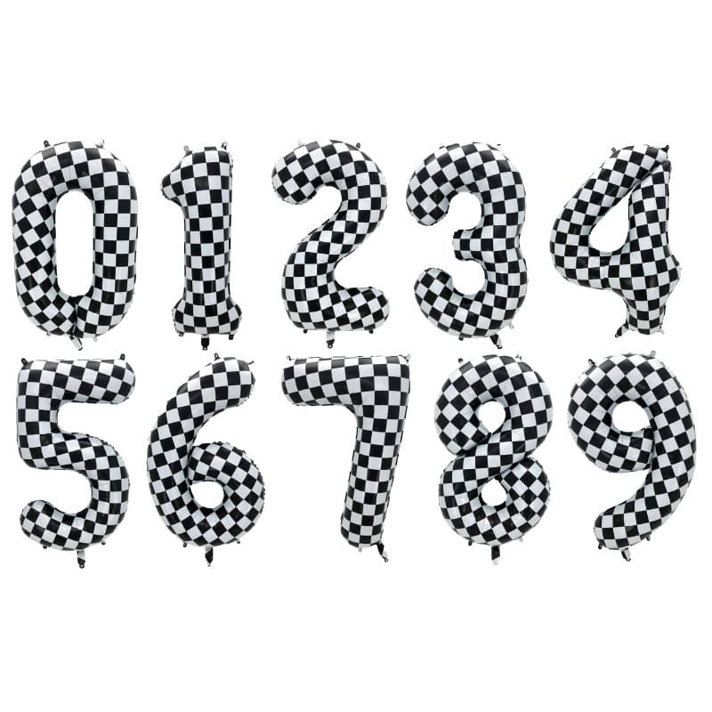 New US Version 40-Inch Checkered Large Number Balloon Black and White Plaid Number Balloon Birthday Photo Party Balloon