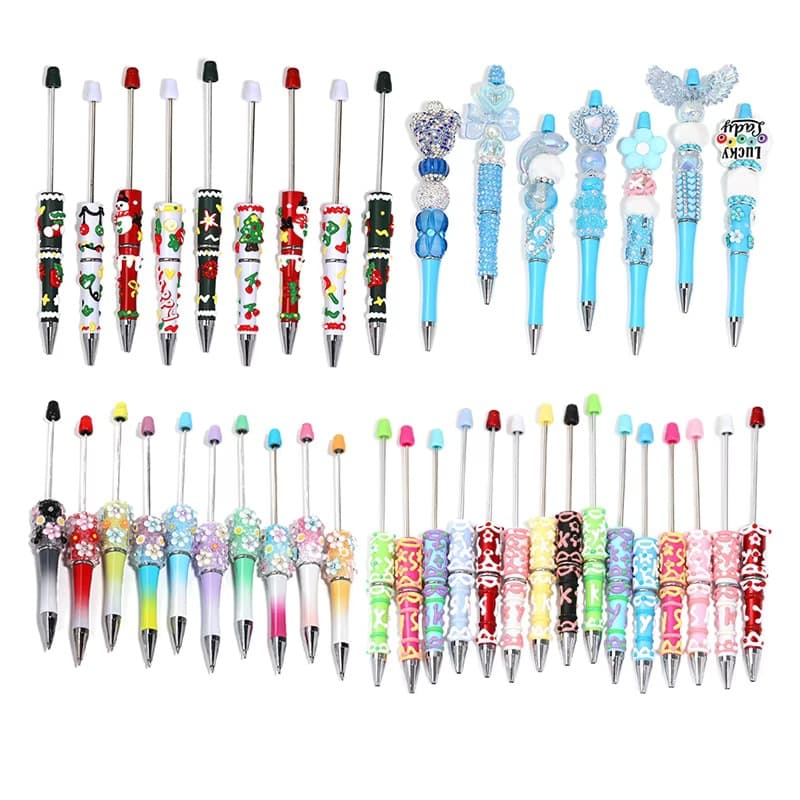 Christmas DIY ball pen crystal Korean version Ins petal spinning pen resin ball pen dripping oil cartoon cute grain pen